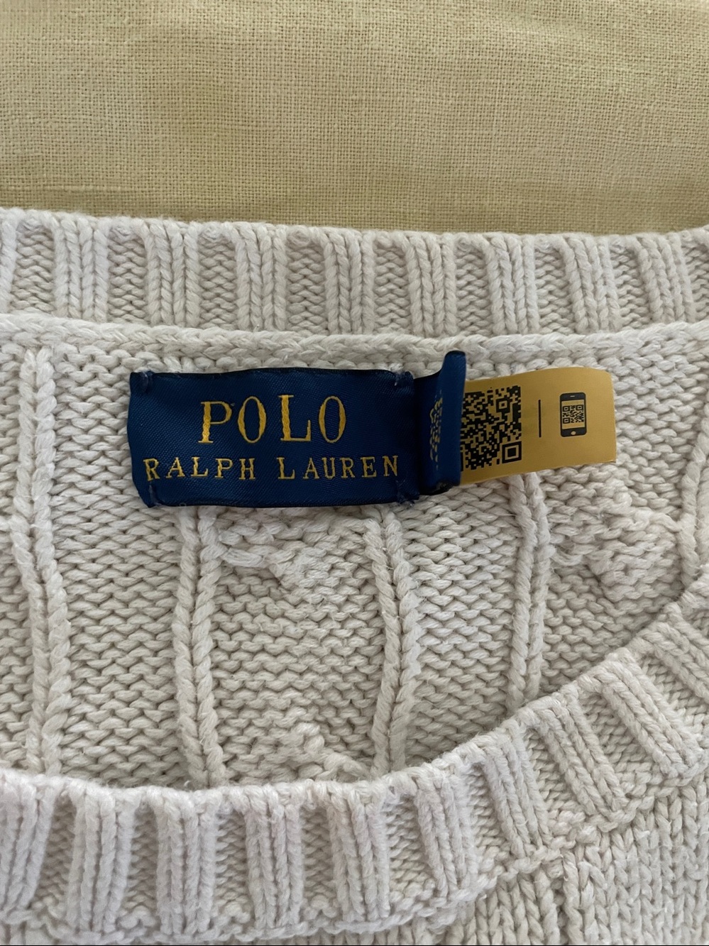 Ralph Lauren Polo 1967 sweater cable knit cotton S heritage preppy ivory - Picture 6 of 9
